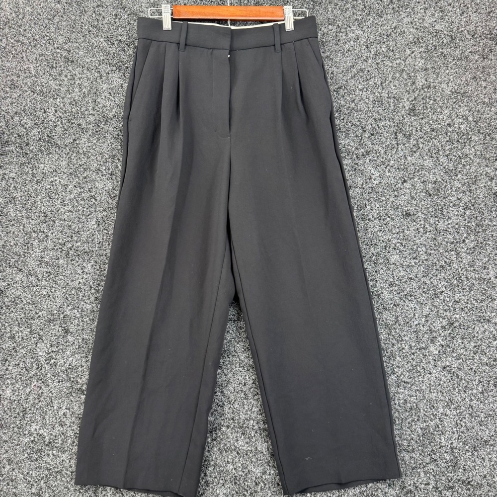 Wilfred Aritzia Black Pleated High Waist Wide Leg Trousers Pants Size 8